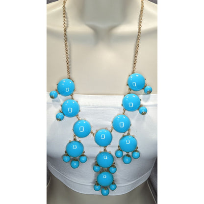 Y2K Bubble Statement Bib Necklace Blue Club Kid Jewelry