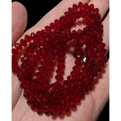 Red Faceted Glass Beaded Stretch Necklace