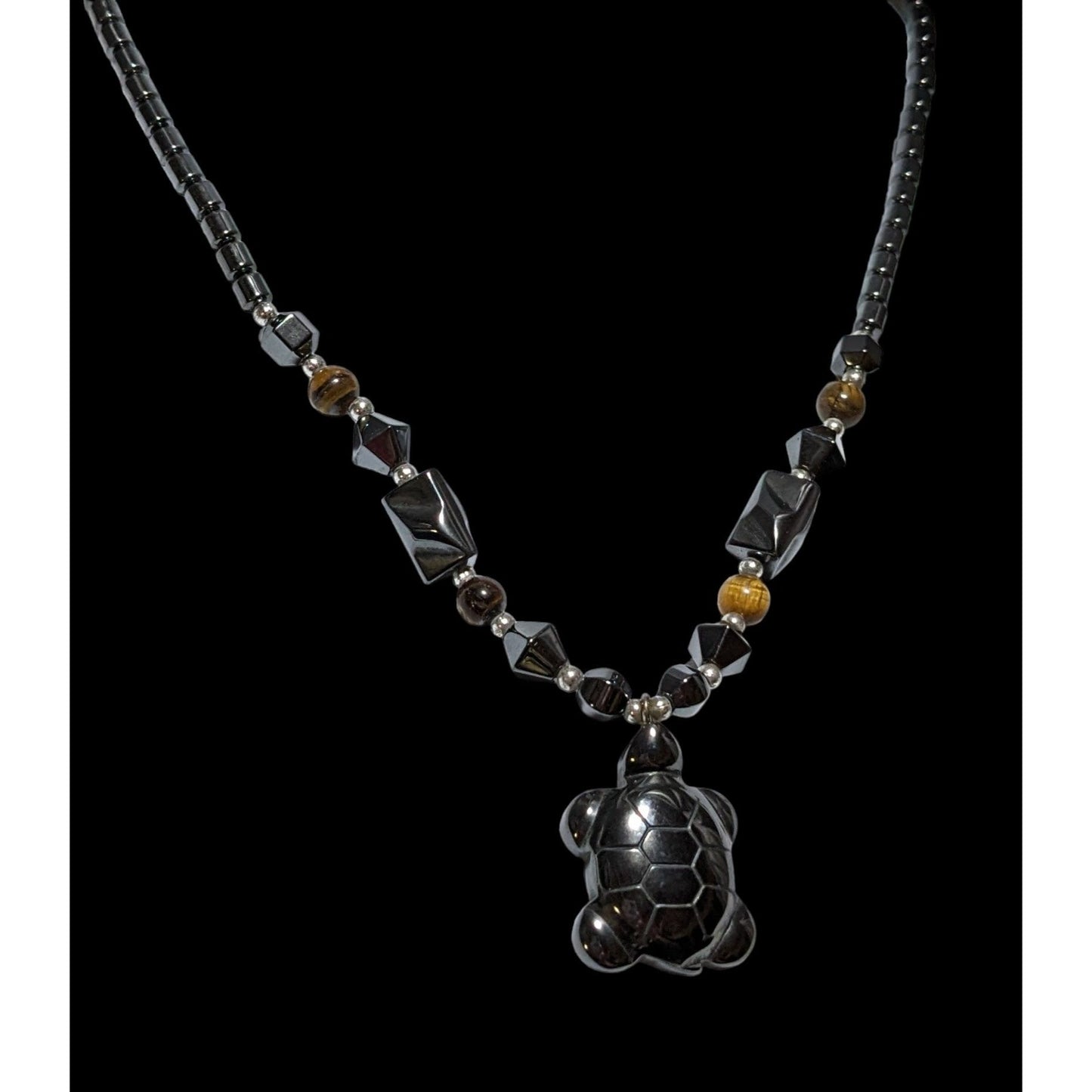 Hematite Turtle Necklace