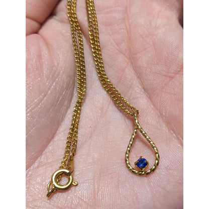 Vintage Blue And Gold Teardrop Lasso Necklace