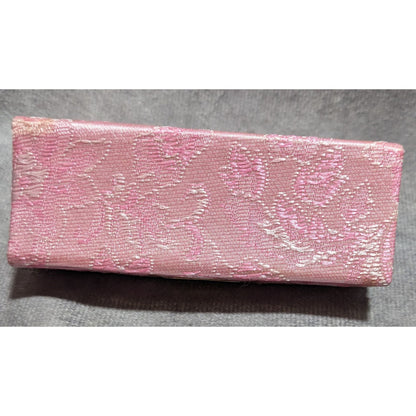 Pink Floral Brocade Mirrored Lipstick Case