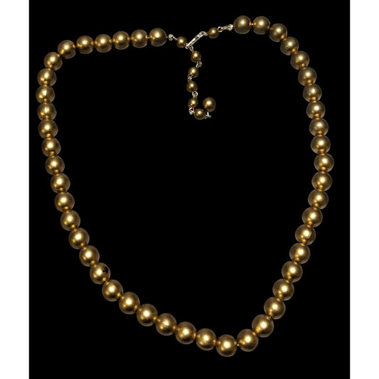 Vintage Gold Beaded Faux Pearl  Necklace