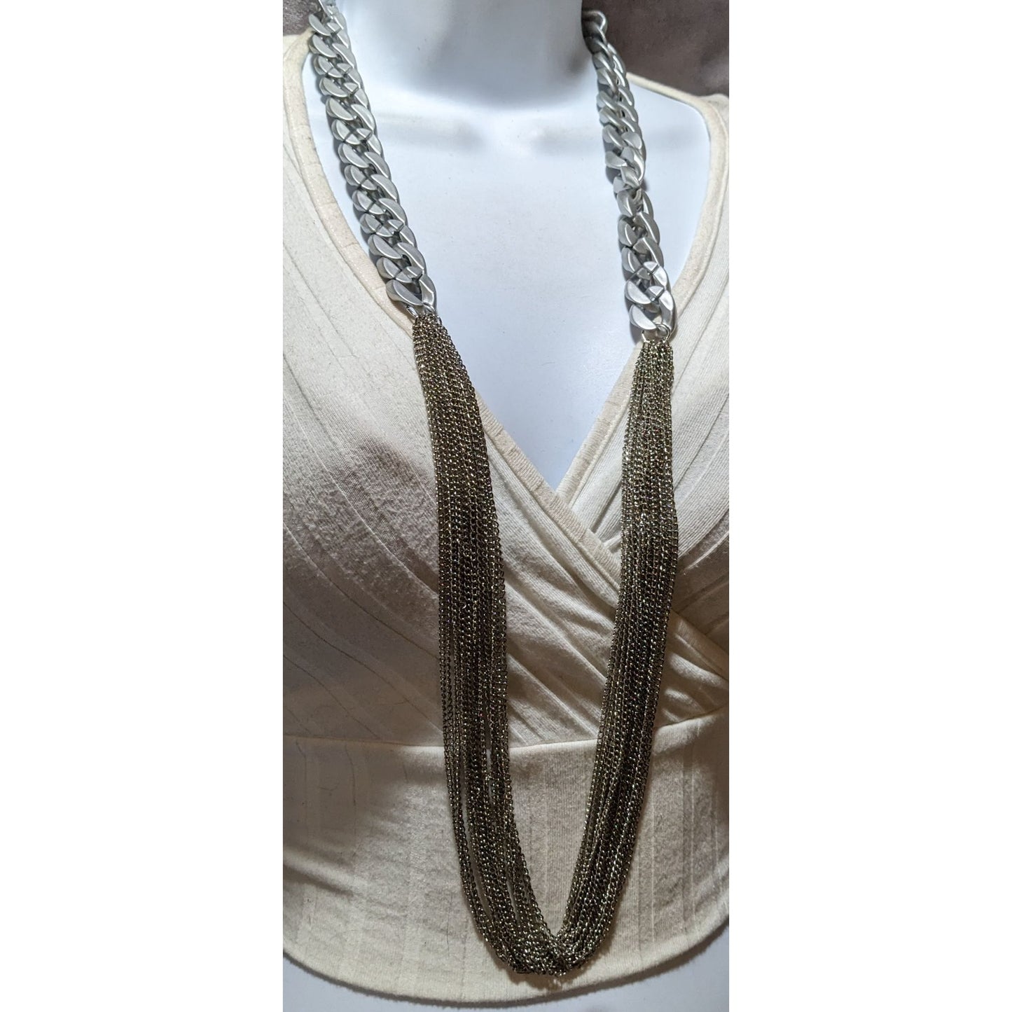 Silver Chain Costume Statement  Necklace