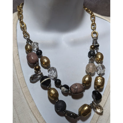 Chicos Brutalist Mixed Media Beaded Necklace