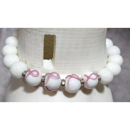Breast Cancer Awareness Glass Beaded Bracelet
