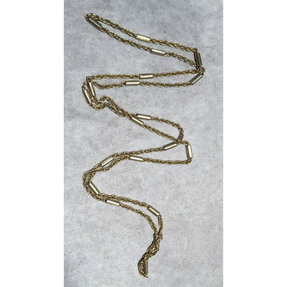 Gold Abstract Pillar Link Chain Necklace