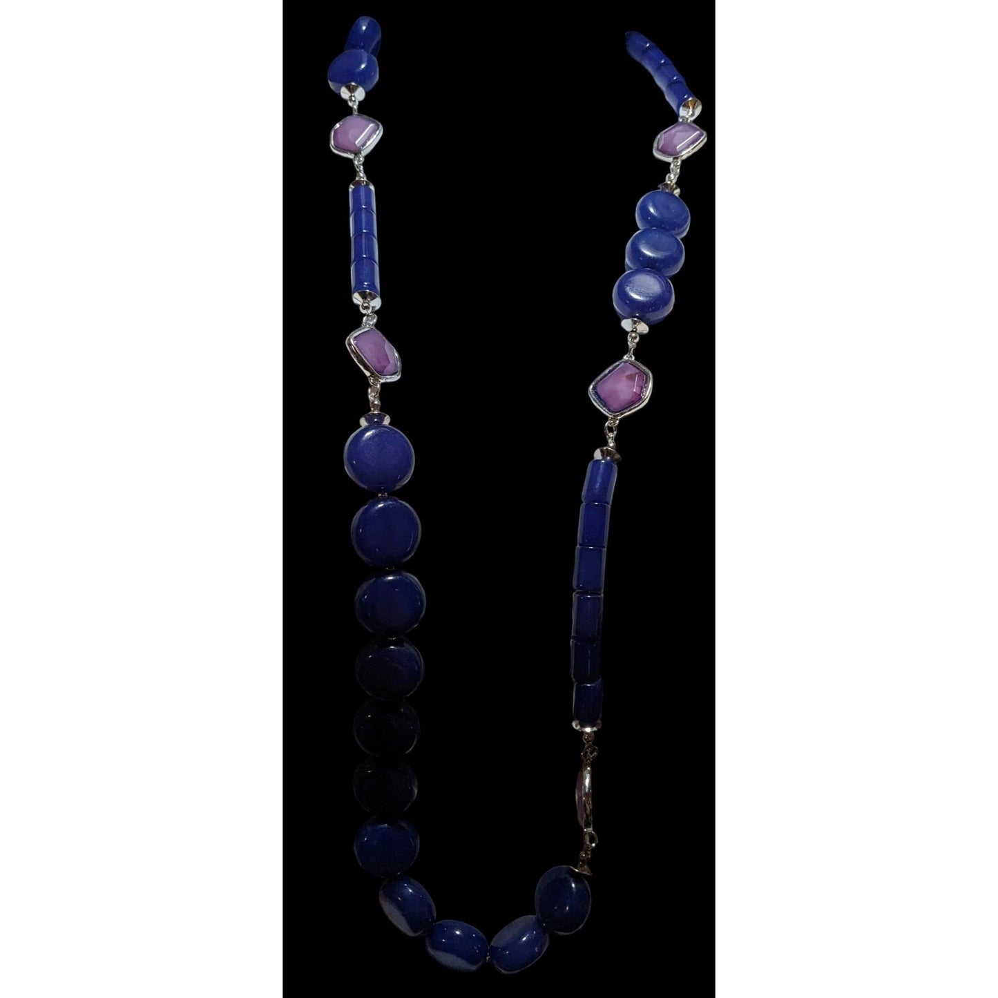 Chico's Blue And Purple Beaded Statement Necklace