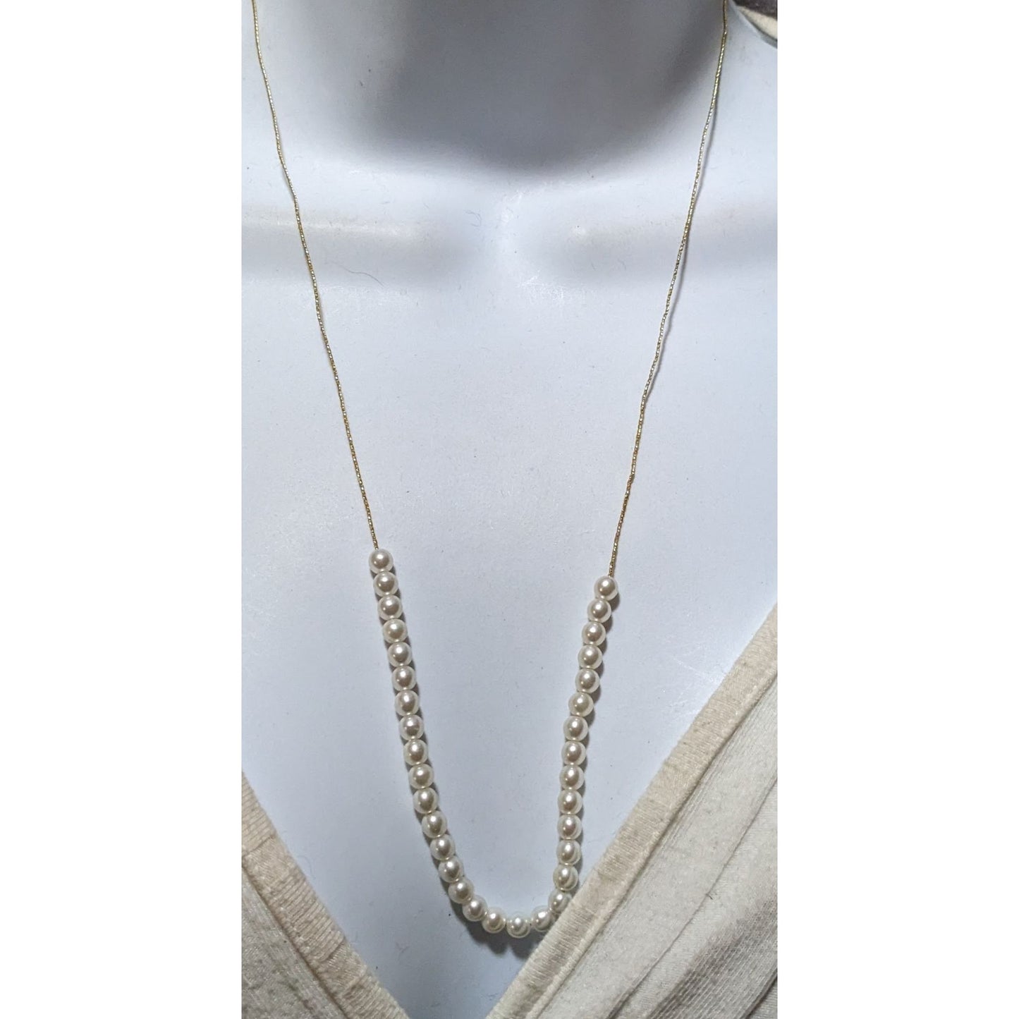 Minimalist Gold Faux Pearl Beaded Necklace