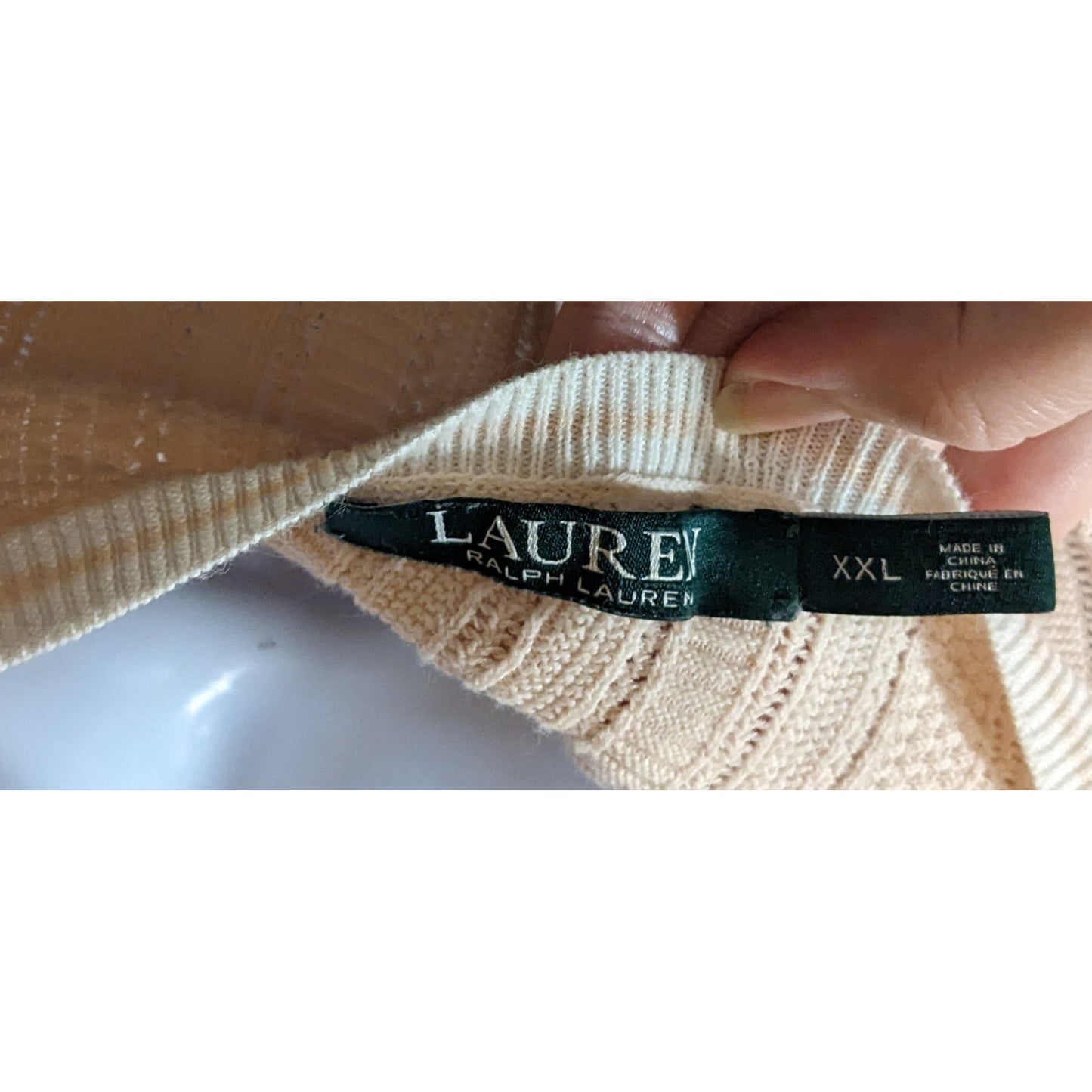 Lauren Ralph Lauren Cream Short Sleeve Knit Top