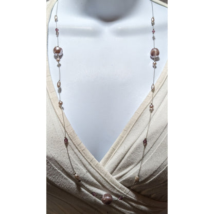 Floating Faux Pearl Glass Gemmed Necklace