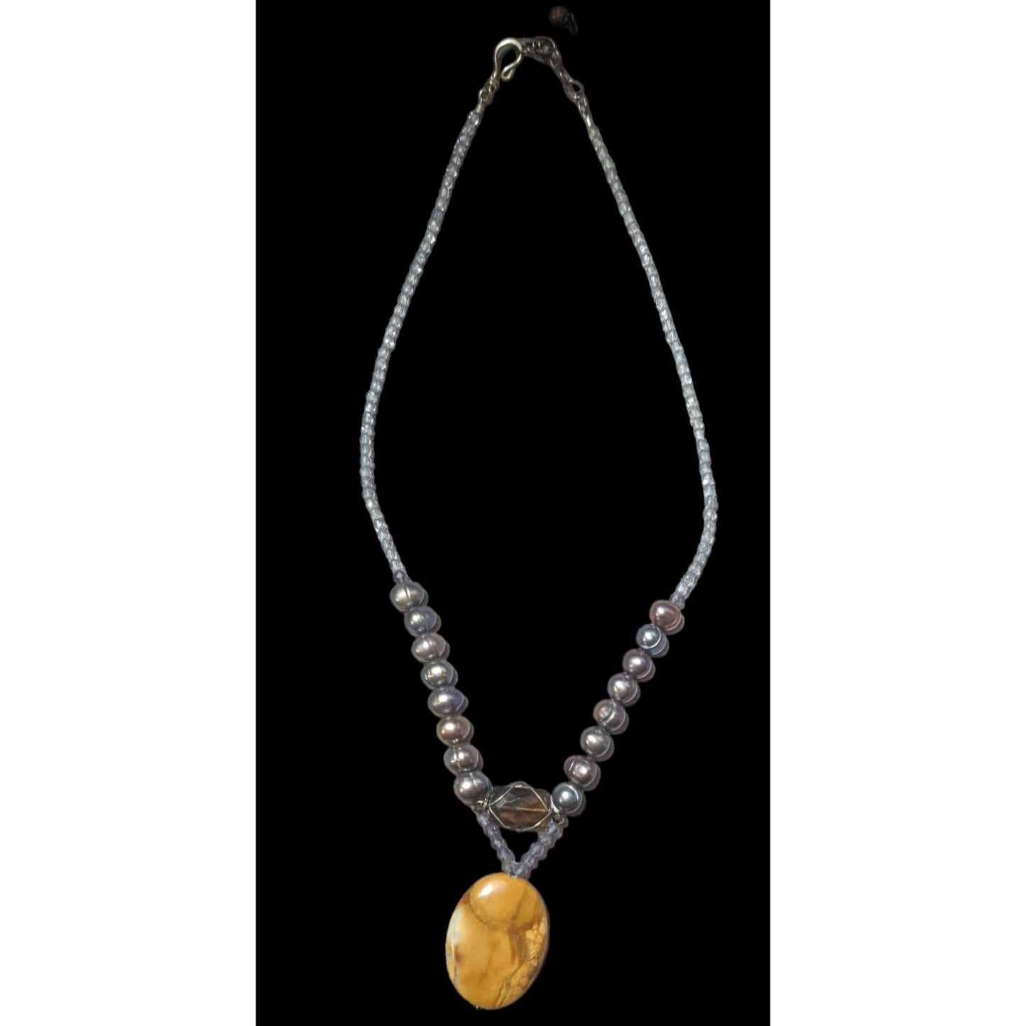 Yellow Jasper Pearl Beaded Necklace