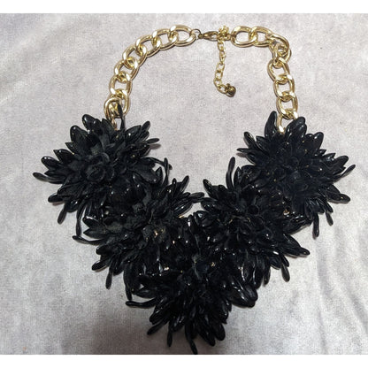 Chunky Black Floral Necklace