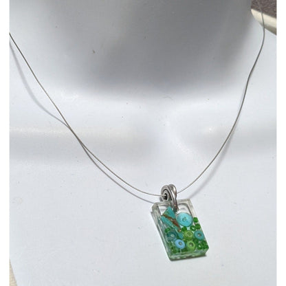 Sadie Blue Green Beaded Pendant Necklace