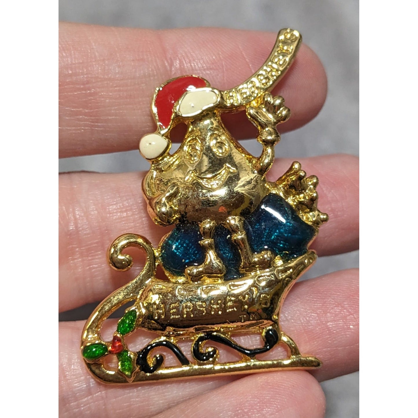 Vintage Hershey Kiss Christmas Brooch