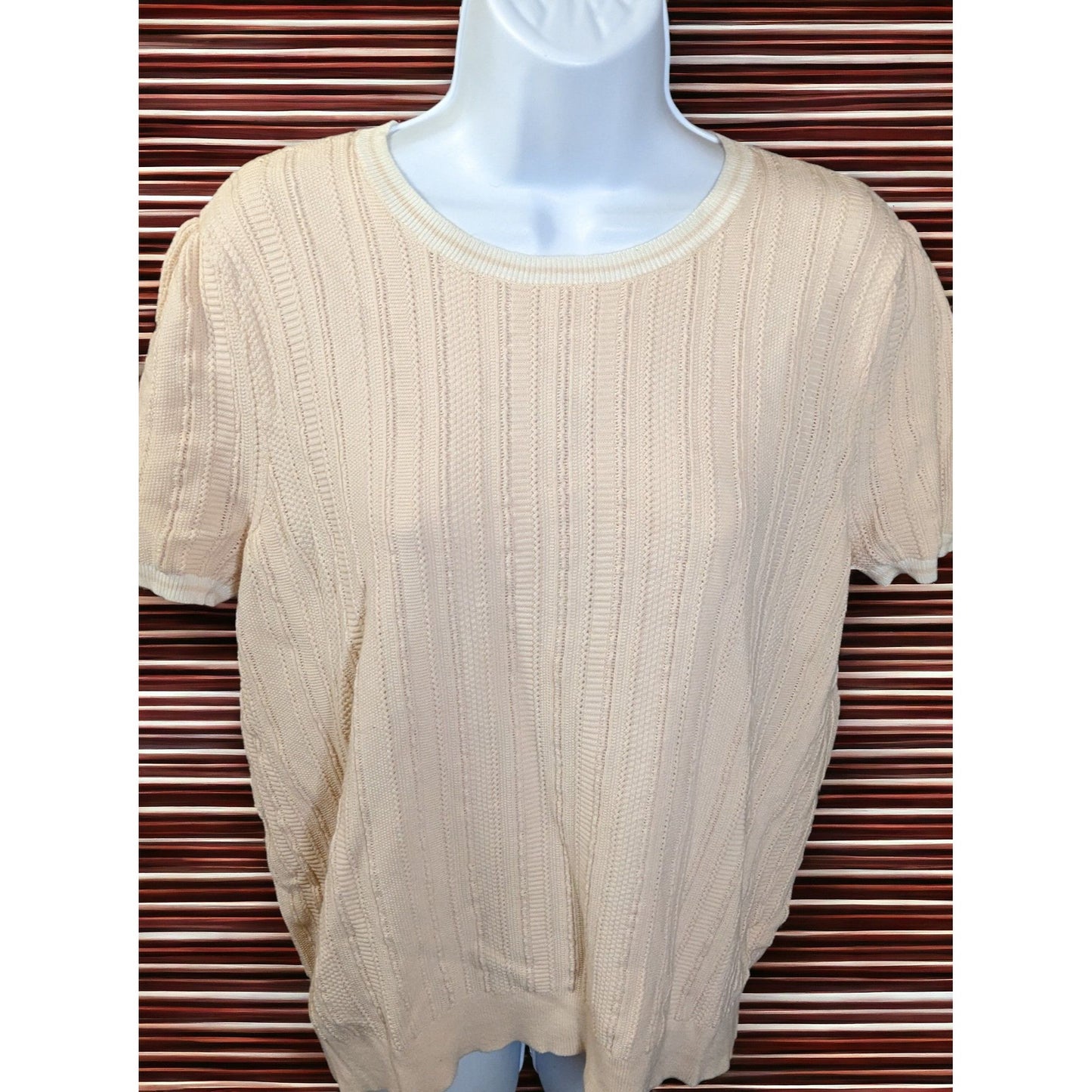 Lauren Ralph Lauren Cream Short Sleeve Knit Top