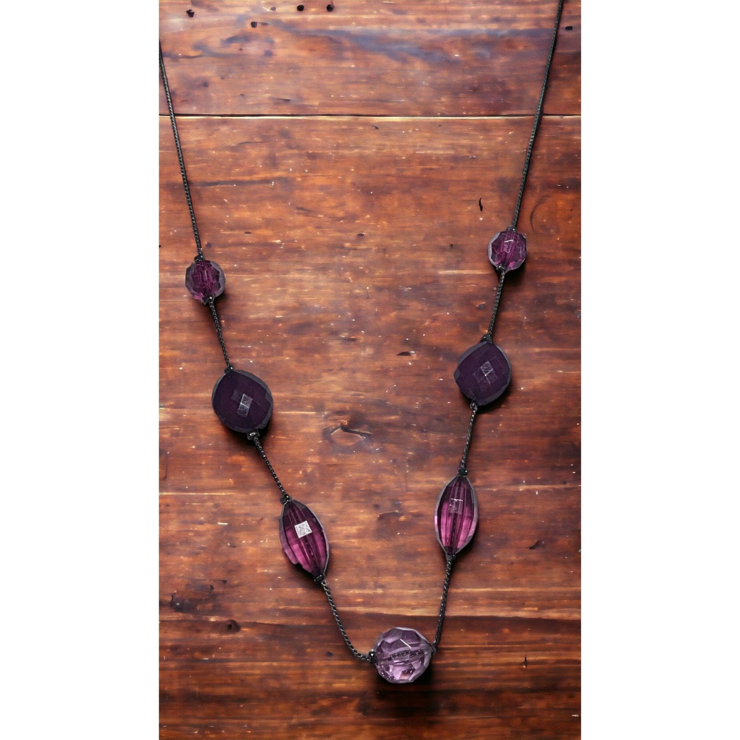 NY Purple Gem Beaded Necklace
