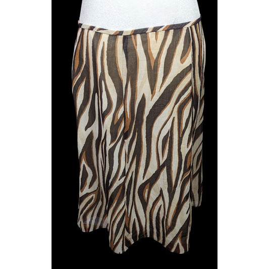 Vintage Le Suit Brown Zebra Stripe Midi Skirt