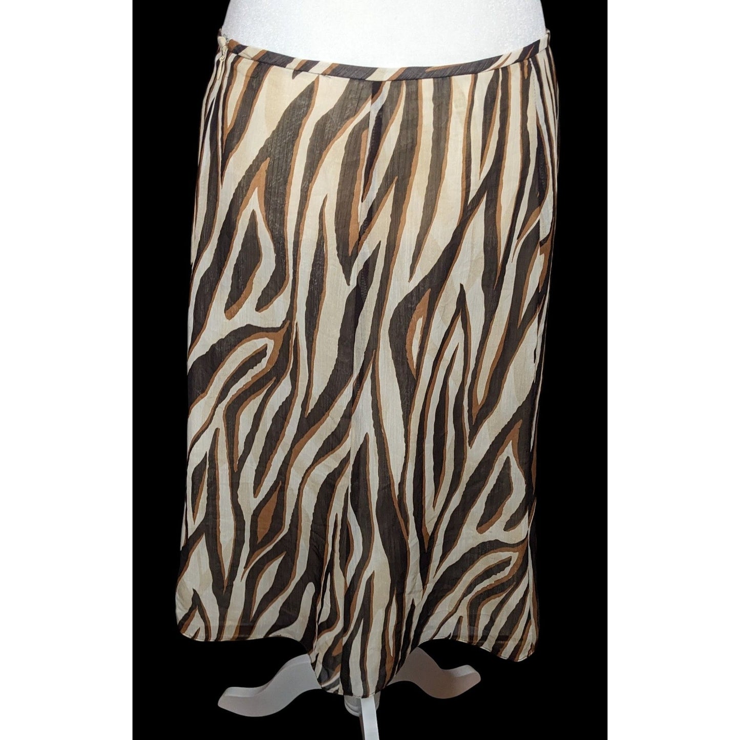 Vintage Le Suit Brown Zebra Stripe Midi Skirt