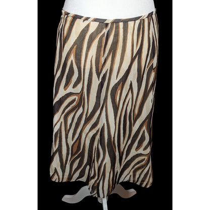 Vintage Le Suit Brown Zebra Stripe Midi Skirt