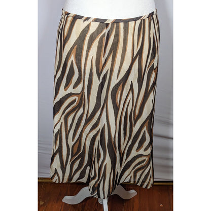 Vintage Le Suit Brown Zebra Stripe Midi Skirt