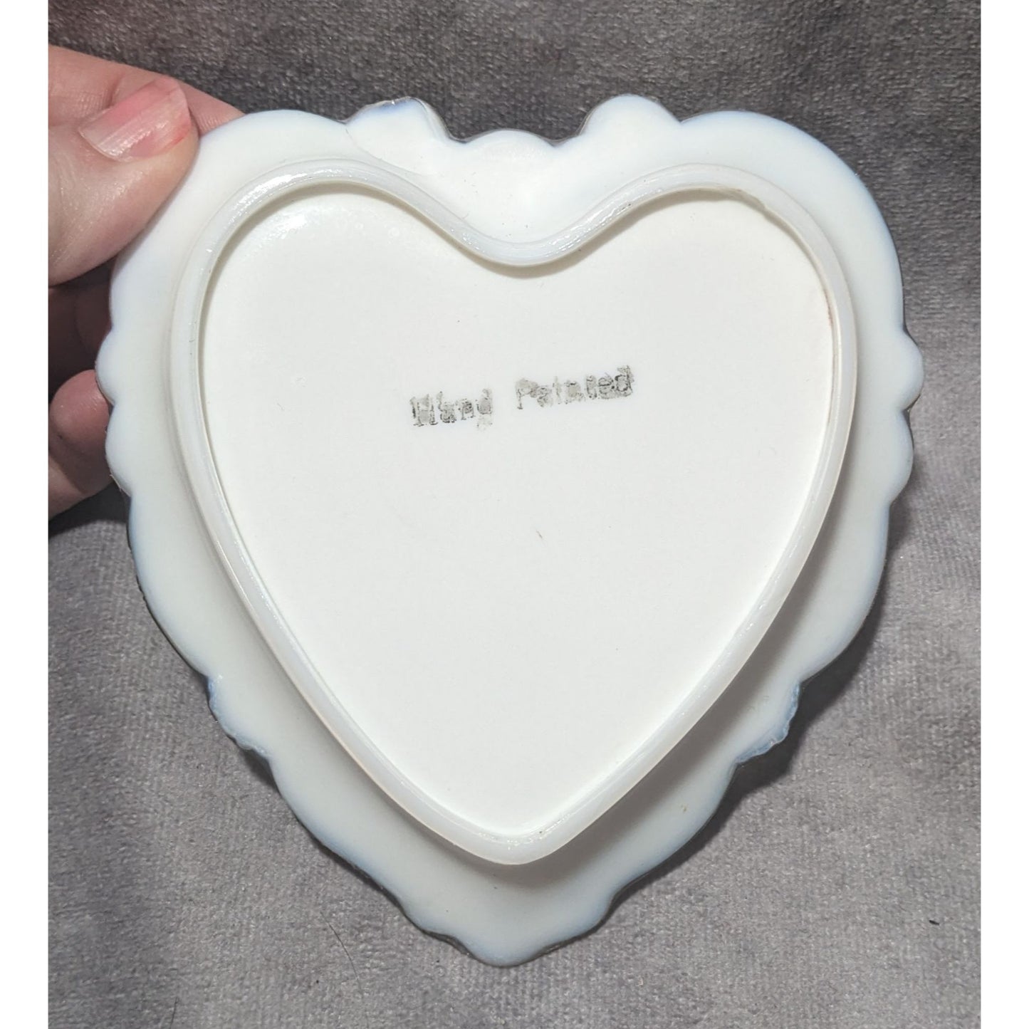 Hand Painted Milk Glass Trinket DIsh