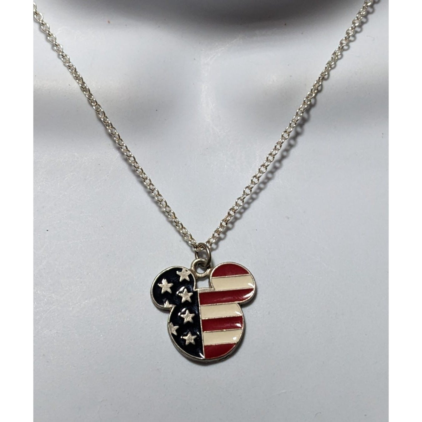 Vintage USA Flag Disney Mickey Pendant Necklace