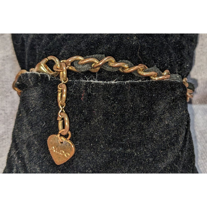 Edgy ALDO Black Suede Gold Tone Chain Woven Bracelet Adjustable Mixed Media Jewelry