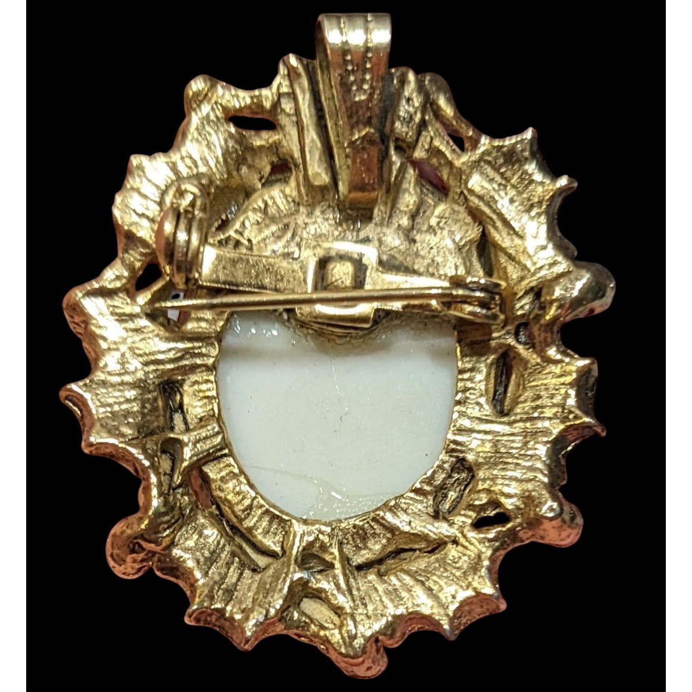 Vintage Gilded Hand Painted Victorian E Porcelain Brooch/Pendant