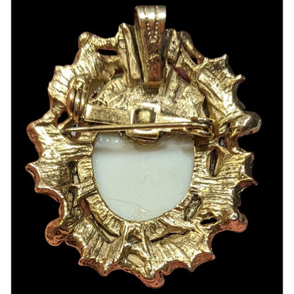 Vintage Gilded Hand Painted Victorian E Porcelain Brooch/Pendant