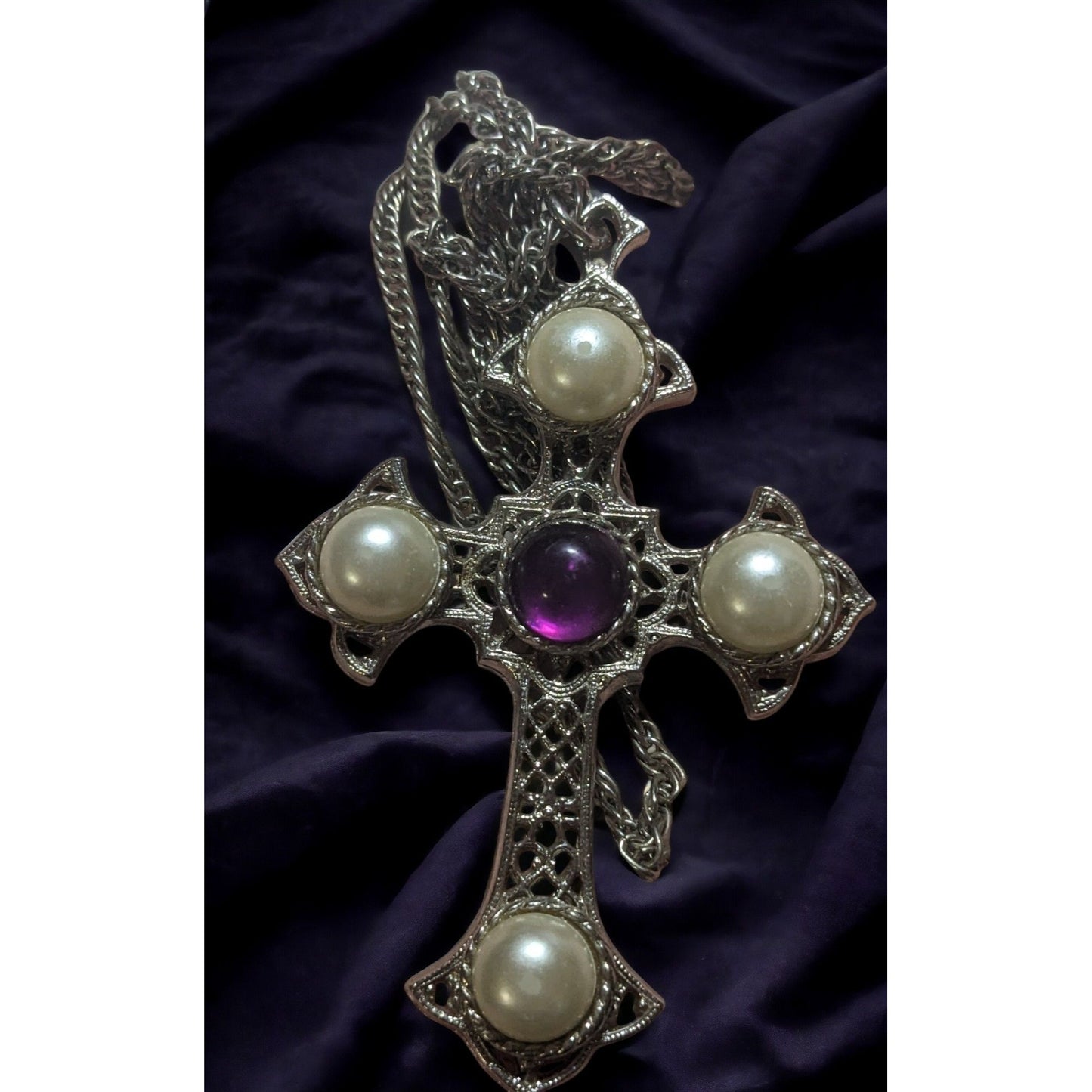 Sarah Coventry Vintage Gemmed Cross Necklace