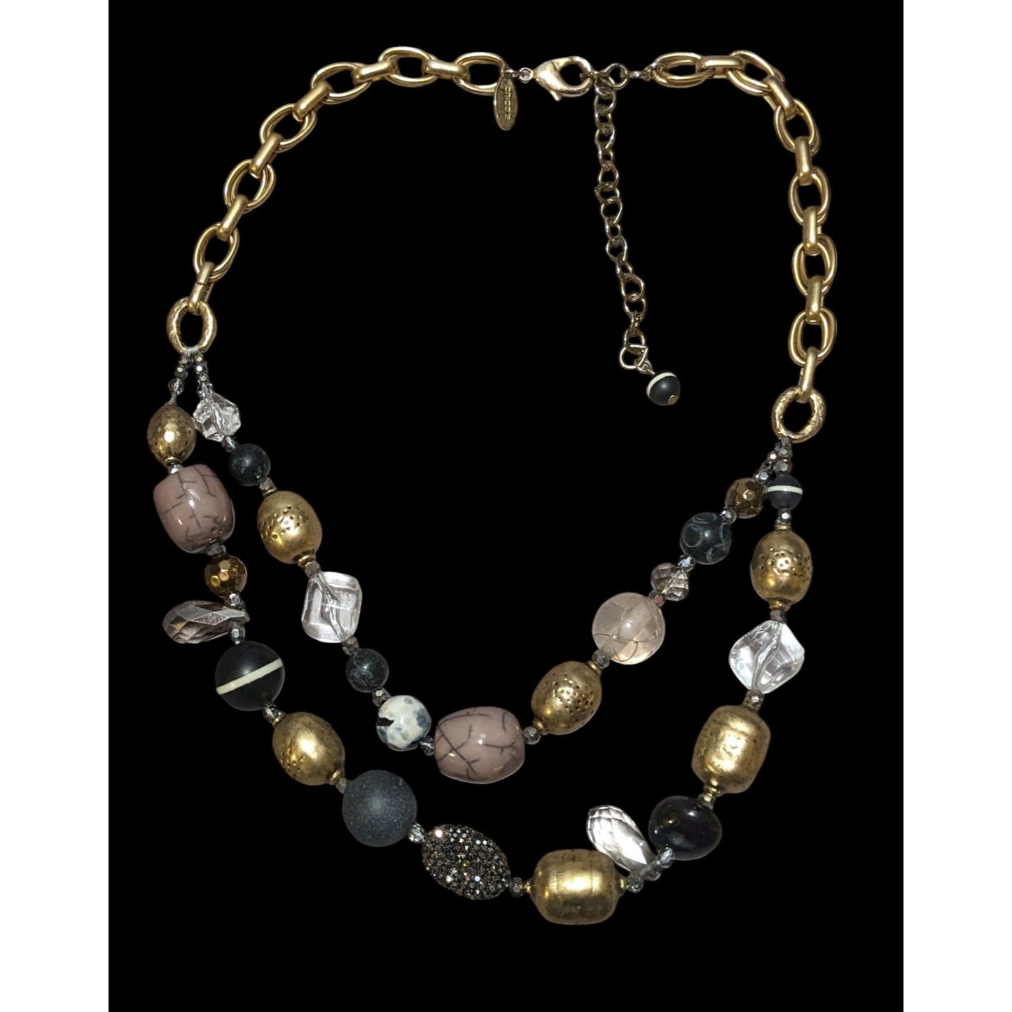 Chicos Brutalist Mixed Media Beaded Necklace