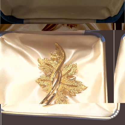 Vintage Jewels By Trifari Gold Leaf Brooch