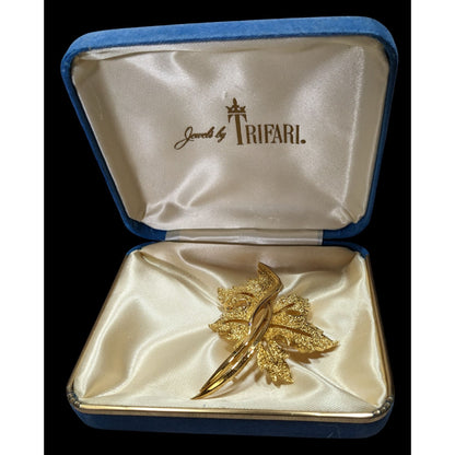 Vintage Jewels By Trifari Gold Leaf Brooch