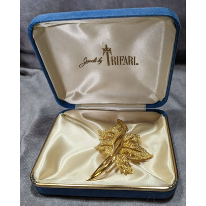 Vintage Jewels By Trifari Gold Leaf Brooch