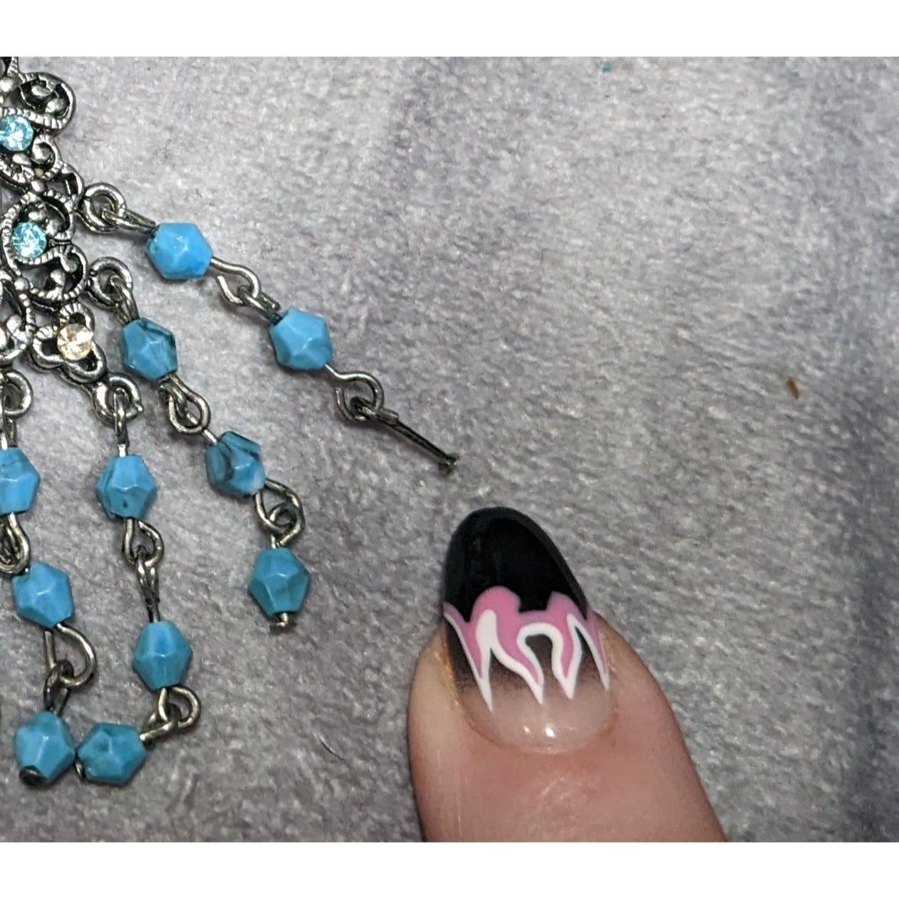 Bohemian Princess Blue Gemmed And Beaded Tassel Necklace
