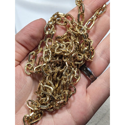 Vintage Floral Engraved Gold Tone Chain Necklace