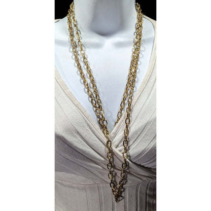 Vintage Floral Engraved Gold Tone Chain Necklace