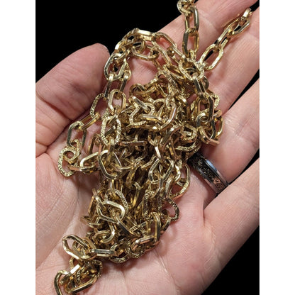 Vintage Floral Engraved Gold Tone Chain Necklace