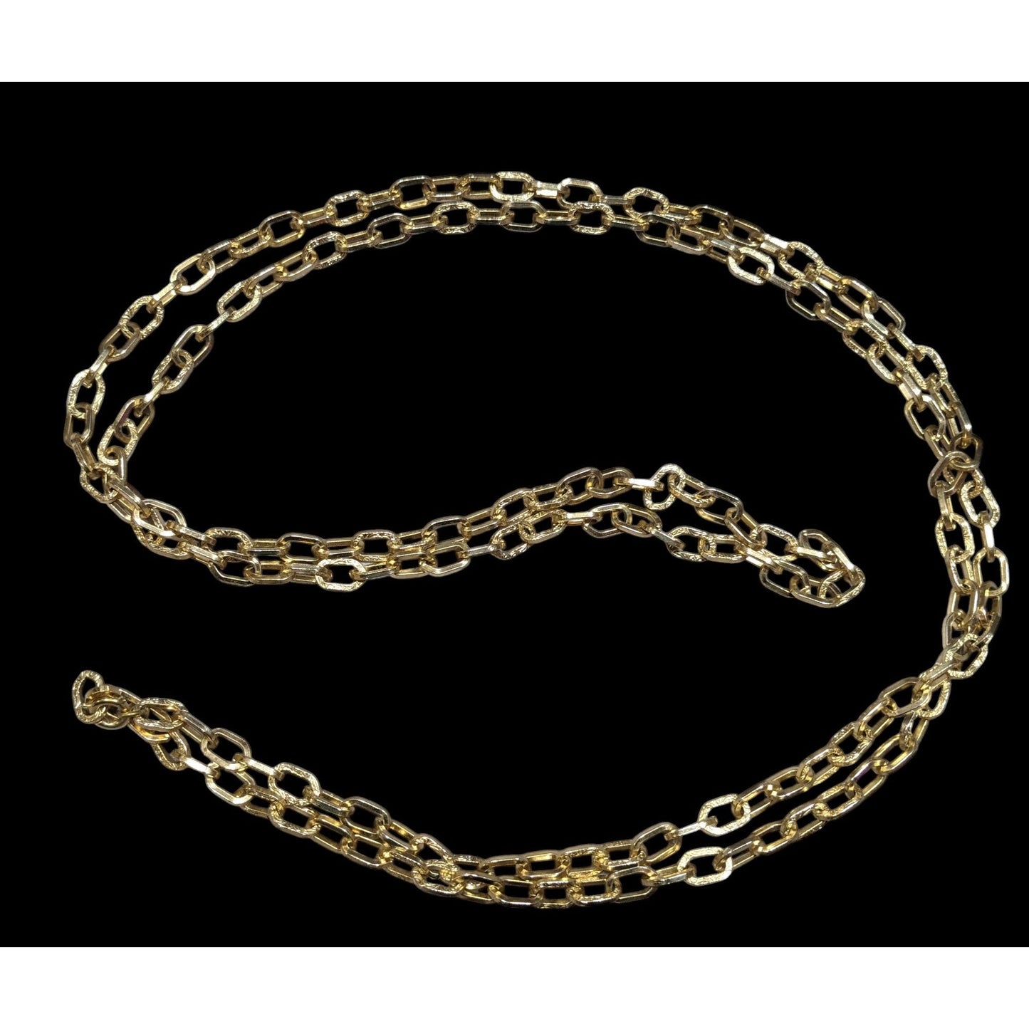 Vintage Floral Engraved Gold Tone Chain Necklace