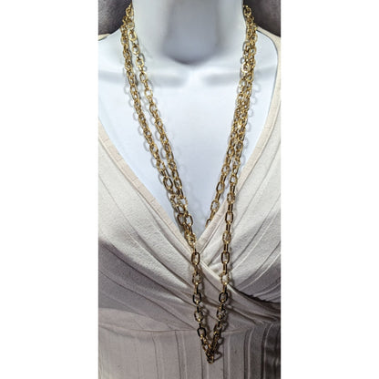 Vintage Floral Engraved Gold Tone Chain Necklace