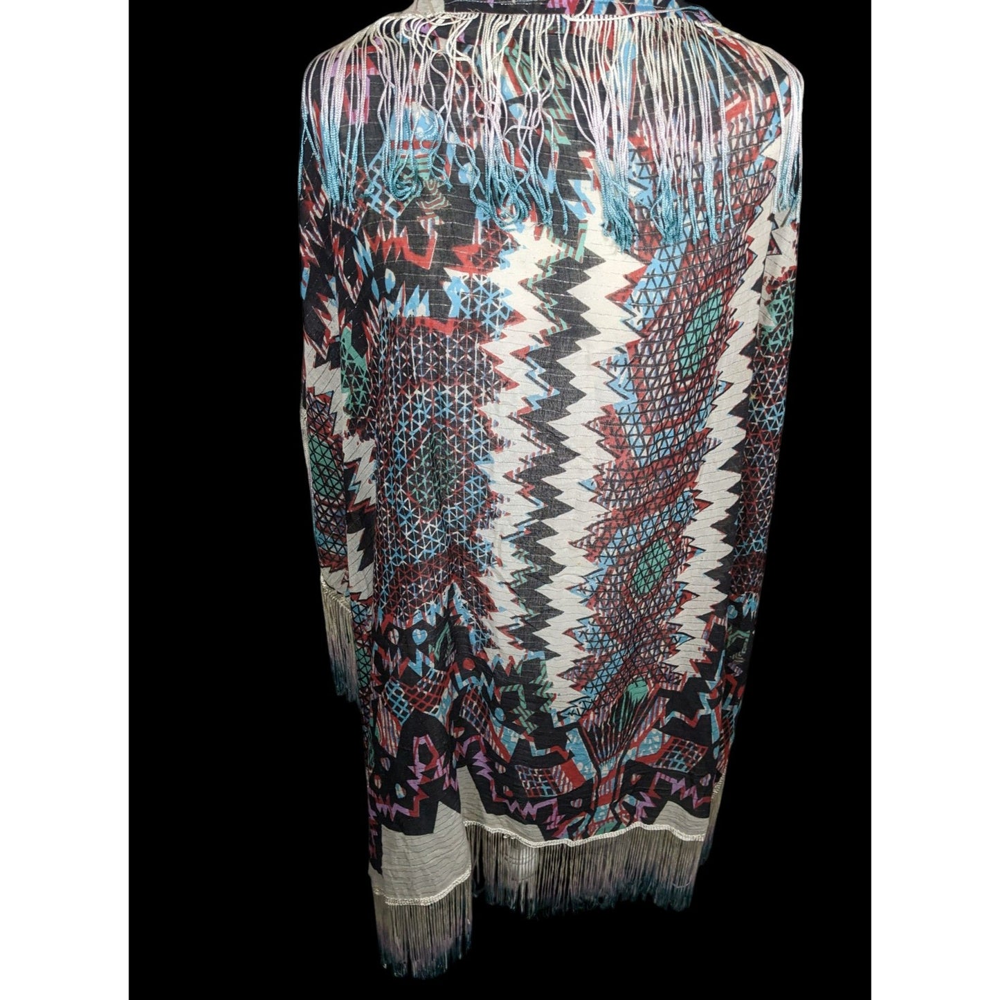 Topshop Southwestern Abstract Rainbow Ombre Fringe Scarf