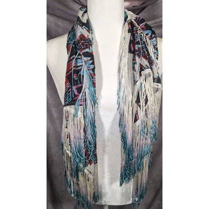 Topshop Southwestern Abstract Rainbow Ombre Fringe Scarf