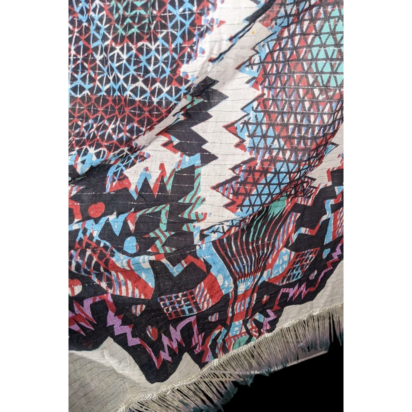 Topshop Southwestern Abstract Rainbow Ombre Fringe Scarf