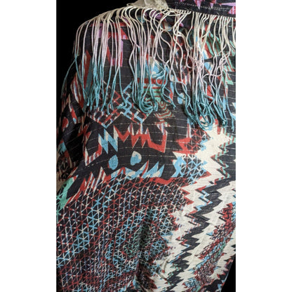 Topshop Southwestern Abstract Rainbow Ombre Fringe Scarf