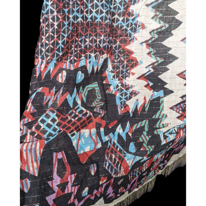 Topshop Southwestern Abstract Rainbow Ombre Fringe Scarf