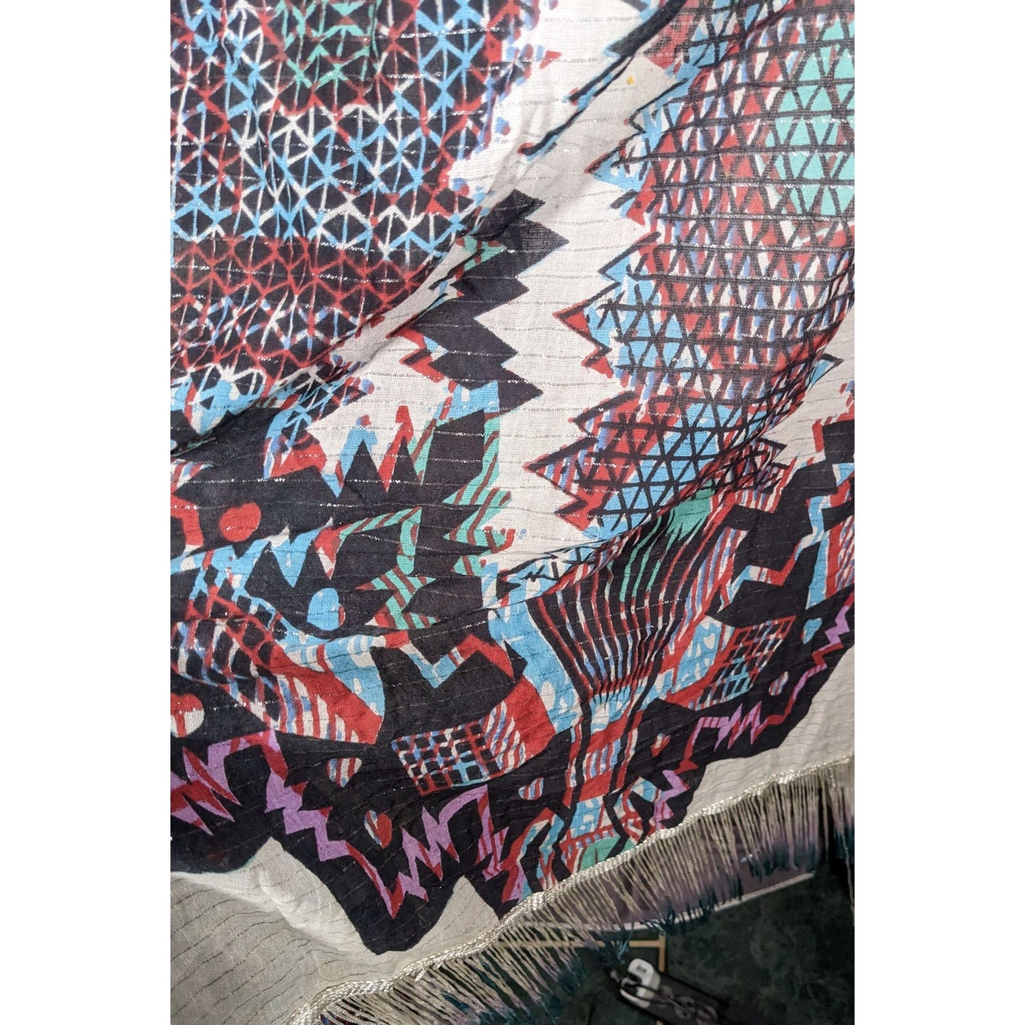 Topshop Southwestern Abstract Rainbow Ombre Fringe Scarf