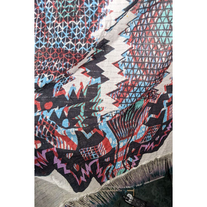 Topshop Southwestern Abstract Rainbow Ombre Fringe Scarf