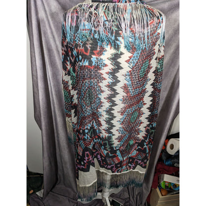 Topshop Southwestern Abstract Rainbow Ombre Fringe Scarf