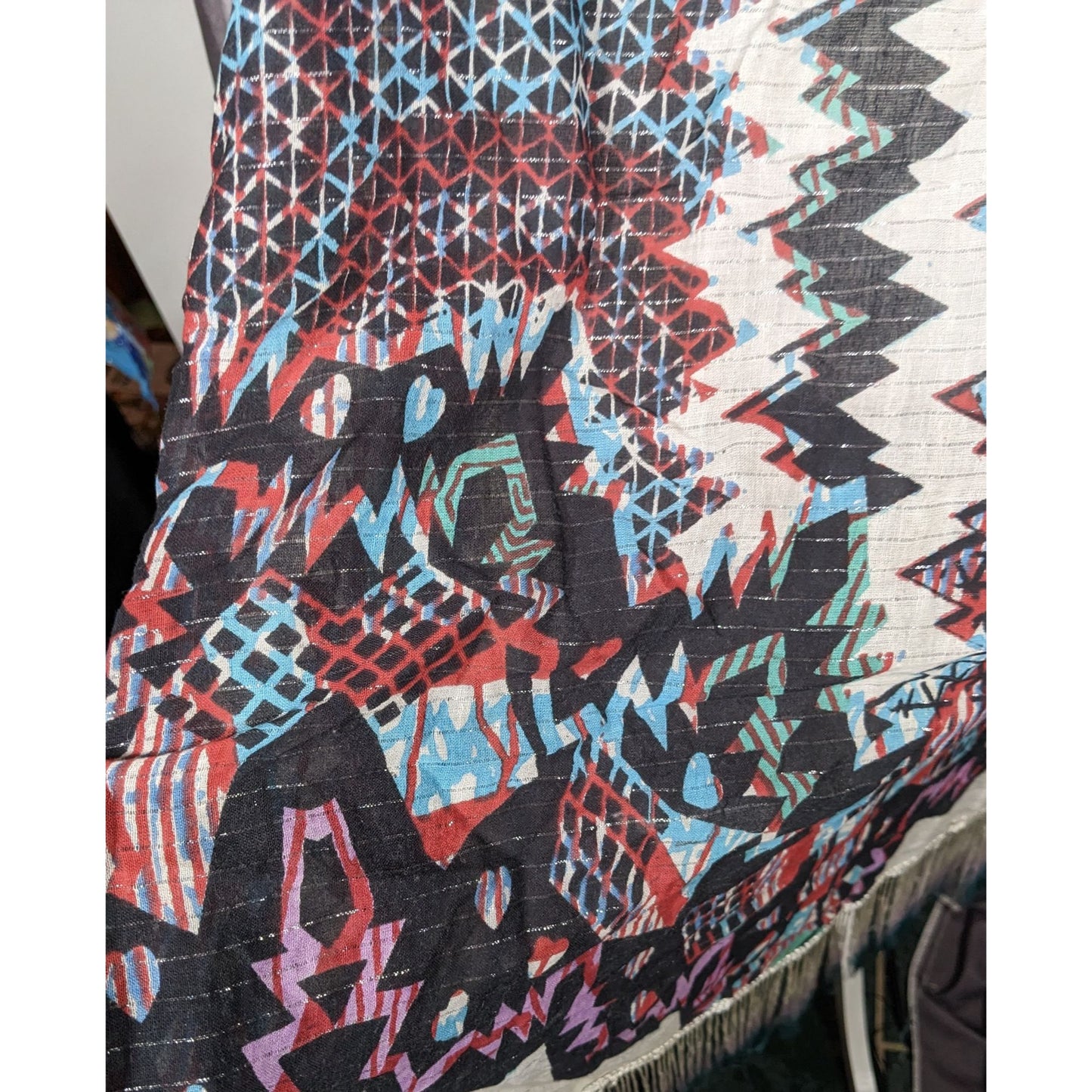 Topshop Southwestern Abstract Rainbow Ombre Fringe Scarf