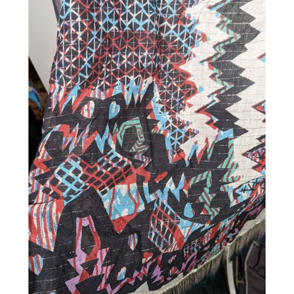 Topshop Southwestern Abstract Rainbow Ombre Fringe Scarf